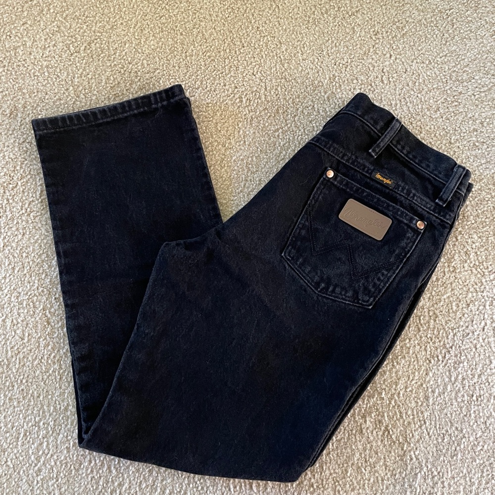 Wrangler 936WBK Black Cowboy Cut Jeans Mens 35x30 Vintage Made in USA.